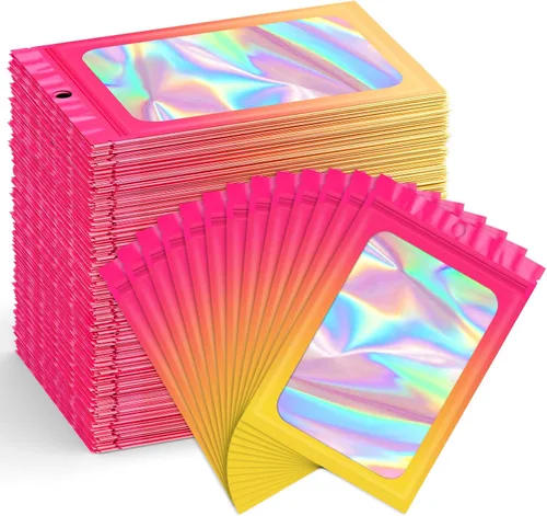 Miniatura 27 de Funfery Paquete de 300 bolsas resellables para almacenamiento de alimentos, bolsas transparentes de Mylar, bolsa de embalaje, comestibles, bolsa a