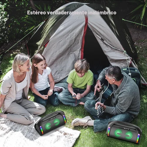 Miniatura 5 de Bocina Bluetooth LFS, altavoces Bluetooth inalámbricos de 100W y bajo profundo, luces LED, impermeable IPX6, 30 horas de reproducción, altavoz