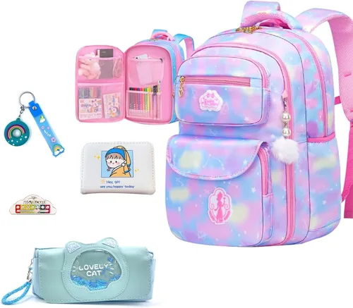 Mochila escolar azul para niños, 5 unidades, para computadora portátil, bolsa de hombro, mochila escolar para estudiantes, adolescentes, niños,
