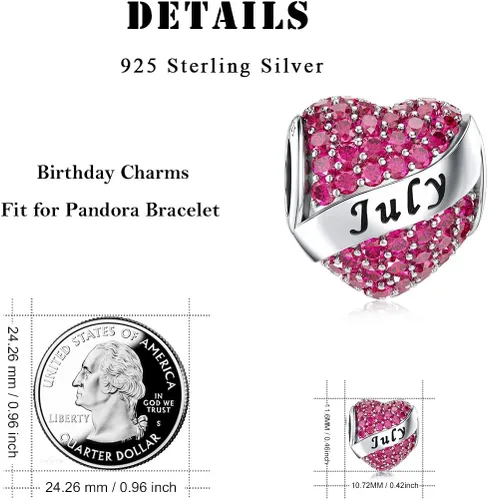 Miniatura 6 de Abalorio Dalaran de plata de ley 925 con forma de corazón, para brazalete, feliz cumpleaños, para mujer