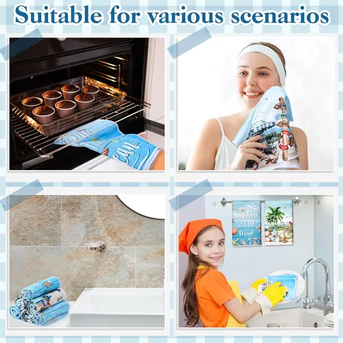 Miniatura 6 de Tudomro 6 Piezas Toallas de Cocina de Playa de Verano Toallas de Cocina de Camión de Playa Toallas de Cocina de Concha Toallas de Cocina Absorbentes
