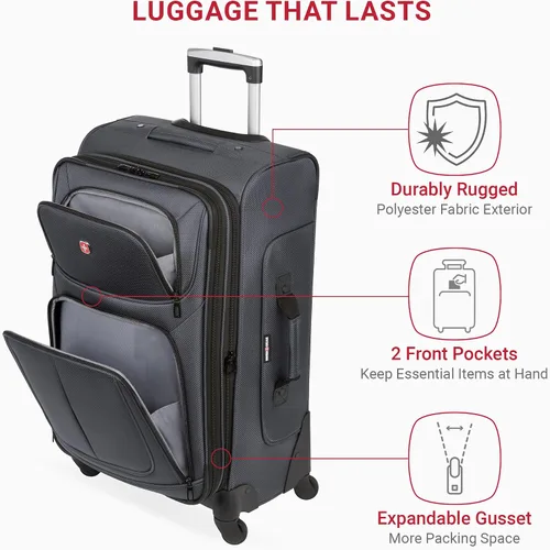 Miniatura 26 de SwissGear - Equipaje suave expandible Sion con ruedas, Negro