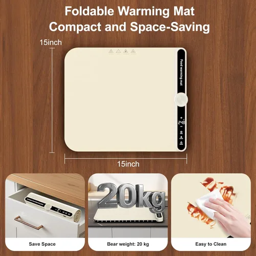 Miniatura 2 de Tapete de calentamiento pequeño para alimentos, portátil, enrollado, de silicona, para fiestas, bufé, encimera, eléctrico, para control individual