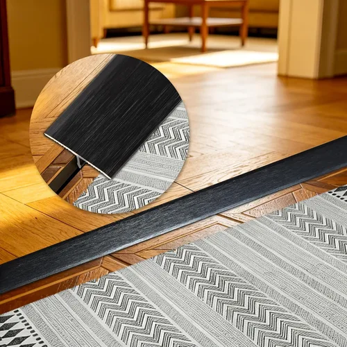 Miniatura 5 de Trimold 3 tiras de aluminio para moldura en T y transición de piso, tira divisora plana para umbral de puerta y unión de huecos de suelo de azulejos
