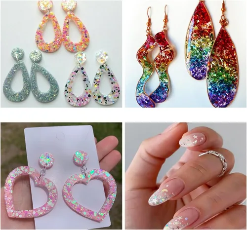 Miniatura 6 de Brillantina holográfica para manualidades, mezcla gruesa y fina, juego de 40 colores, cosmética para rostro, ojos, cabello, cuerpo, arte de uñas