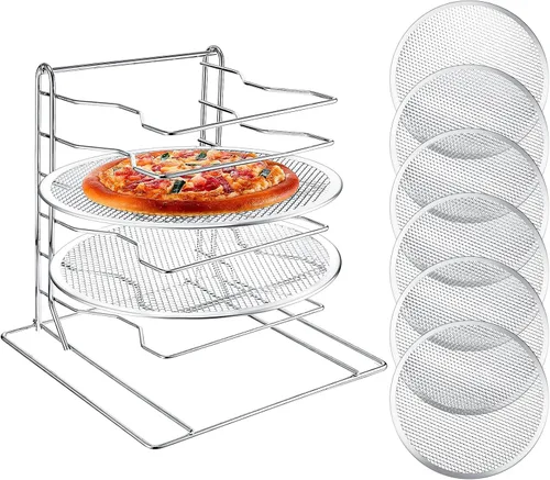 Zhehao Estante para pizza de 6 niveles de 13.4 pulgadas de alto x 12 pulgadas de largo x 12 pulgadas de ancho y 6 bandejas de 12 pulgadas con