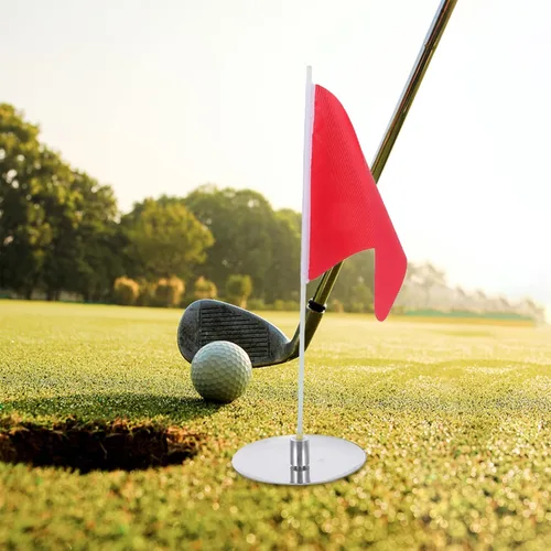 Miniatura 3 de BESPORTBLE Juego de banderas y tazas de palos de golf, mini taza de golf y banderas para poner golf de repuesto verde, copa de agujero para palo