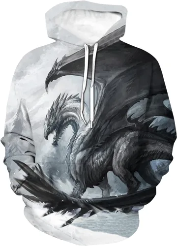 Miniatura 6 de Sudadera con capucha impresa en 3D con bolsillo para hombre, diseño de tótem de dragón