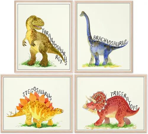 Miniatura 23 de DREAM BIG PRINTABLES Impresiones artísticas de acuarela de dinosaurios (juego de 4) – sin marco – 8 x 10 s El juego incluye tiranosaurio Rex