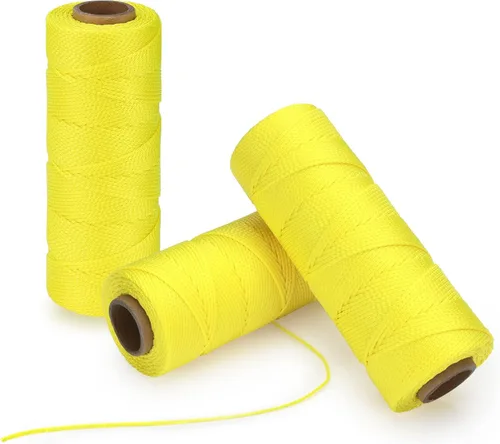 Goldblatt Mason Line, 3 rollos de cuerda de nailon trenzado #18 de 500 pies, perfecta para herramientas de jardinería o mampostería Amarillo