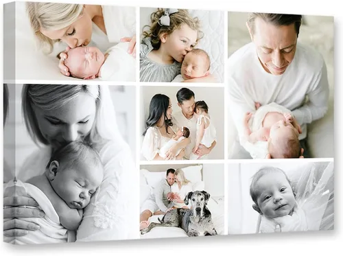 Miniatura 8 de DOARTDO 6 fotos de collage de fotos en lienzo, impresiones en lienzo personalizadas con tu familia, amigos y mascotas, marco de decoración de pared