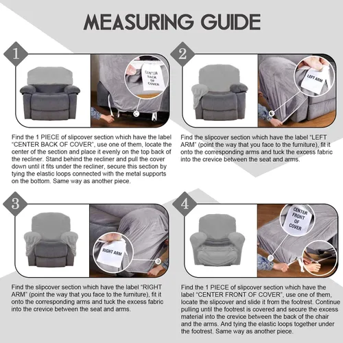 Miniatura 7 de ULTICOR Funda reclinable de terciopelo para sofá reclinable de 4 piezas, 1 asiento, fundas elásticas de terciopelo para sofá reclinable de 1 cojín