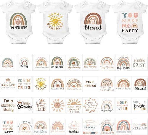 Miniatura 10 de Teling 36 calcomanías para planchar para baby shower, juegos de calcomanías de transferencia para planchar, parches de calcomanías de transferencia