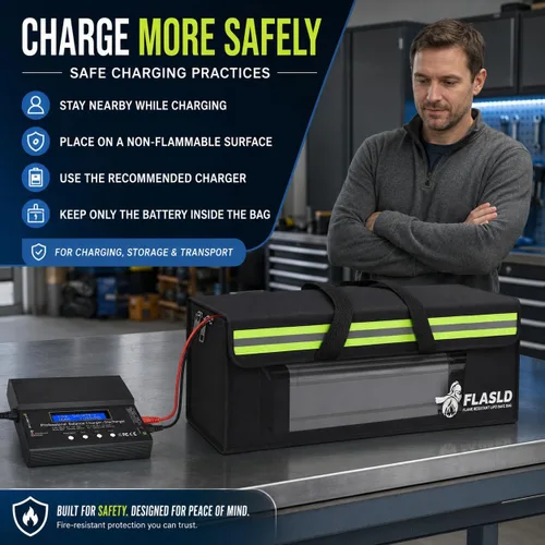 Miniatura 2 de FLASLD Lipo - Paquete de 2 bolsas ignífugas para bicicletas eléctricas, estuche de carga de batería, bolsa a prueba de explosiones, gran capacidad