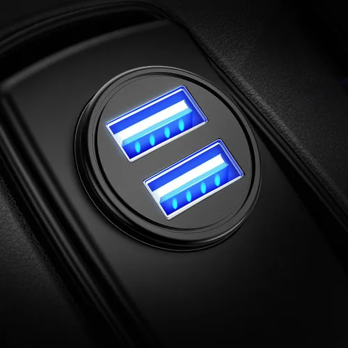 AINOPE Adaptador de Cargador de Coche【Metal Más Pequeño】 4.8A Adaptador de Cargador de Coche Mechero USB de Doble Puerto 12V USB Enchufe Montado en