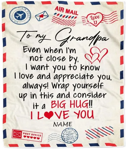 Miniatura 15 de Manta de forro polar personalizada con texto en inglés «To My Grandad» de Grandkids I Love You Hugs con texto en inglés «To My Grandad»