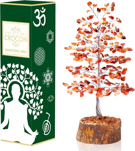 Miniatura 18 de Árbol de la vida de cristal de cornalina – Chakra para energía positiva, piedra preciosa hecha a mano, decoración de Feng Shui, bonsái de dinero