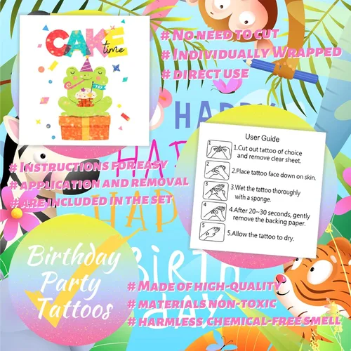 Miniatura 7 de winthrop 120 tatuajes temporales de animales para niños, tatuajes de seguridad impermeables envueltos individualmente, la mejor opción