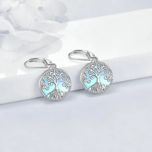 Miniatura 122 de Aretes colgantes con forma de lágrima de filigrana de piedra lunar de plata de ley 925 con cierre de palanca para mujer, regalos de joyería