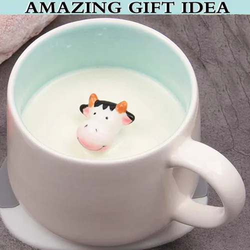Miniatura 3 de Taza de café divertida de cerámica con caricatura 3D Vaca pequeña