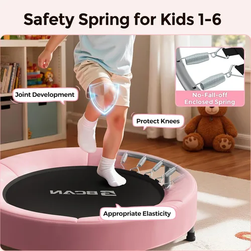 Miniatura 6 de BCAN SP1 36'' Toddler Trampoline, ASTM Certified - Kids Trampoline for Ages 1-6, Foam Handle & Safe Thickened Cover, Mini Trampolines for Kids