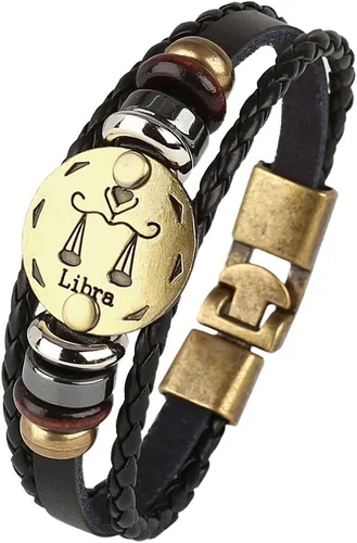 Miniatura 27 de Hamoery Pulsera de cuero de aleación punk para Constellation trenzada pulsera pulsera brazalete