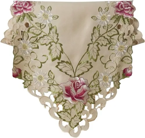 Miniatura 10 de DECOZEN Camino de Mesa Navideño Dorado con Ciruela – Bufanda Decorativa Bordada para Comedor y Tocador para Mesas Navideñas, Bodas y Fiestas – 14 x