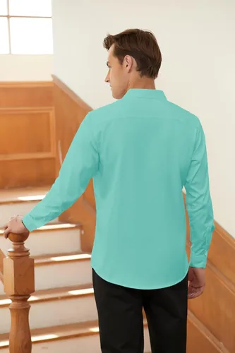 Miniatura 2 de Cromoncent Conjunto de camisa de vestir de manga larga para hombre y corbata con corbata y pañuelo a juego