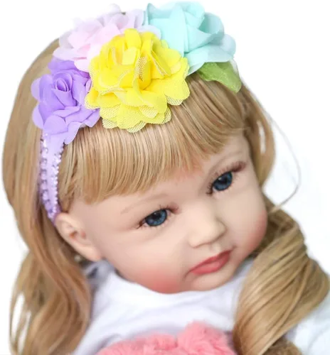 Miniatura 4 de RXDOLL Muñeca bebé recién nacida Reborn niña princesa con cabello rizado rubio de 24 pulgadas 60 cm, muñeca de bebé recién nacida Reborn de aspecto