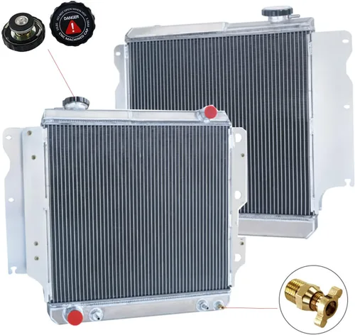 Miniatura 5 de Radiador compatible con Jeep Wrangler TJ 2.4L-4.2L 1987-06, radiador de aluminio de 3 filas + cubierta de ventilador de 120 W + kit de relé