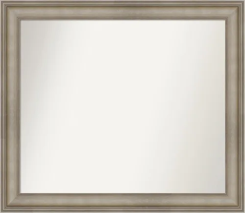 Miniatura 421 de Amanti Art Espejo de baño plateado para sobre el fregadero, 26 x 26 pulgadas, espejo cuadrado de plata antigua, marco de madera tradicional mediano