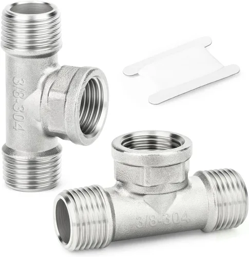 Miniatura 35 de TAISHER 2 piezas de accesorios de tubo en T de acero inoxidable 304, accesorios de tubo hembra NPT de 1-1/2" x 1-1/2" x 1-1/2