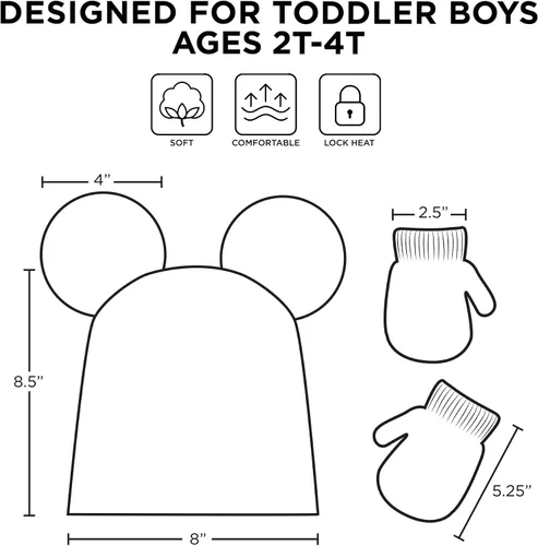 Miniatura 6 de Disney boys Winter Hat and Mitten Set Mickey Mouse Toddler Beanie for Ages 2-4