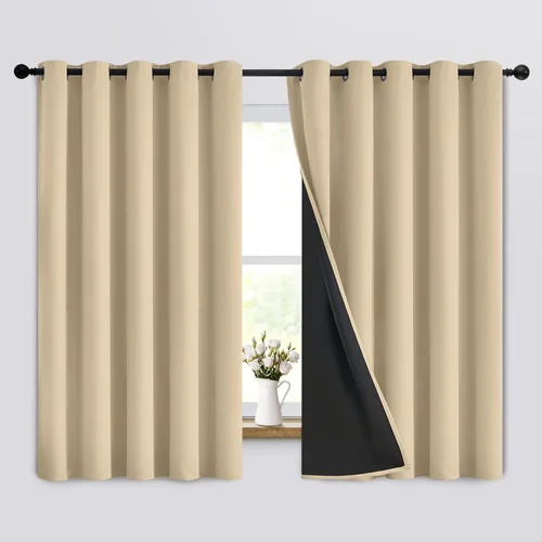 Miniatura 249 de Yakamok Cortinas negras, cortinas de ventana con aislamiento térmico y eficiencia energética para dormitorio, cortinas opacas completas y cortinas