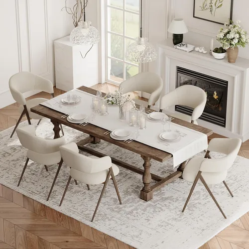 COLAMY Juego de 6 sillas de comedor, sillas modernas tapizadas de tela para comedor, cocina, sillas laterales con respaldo abierto y asiento