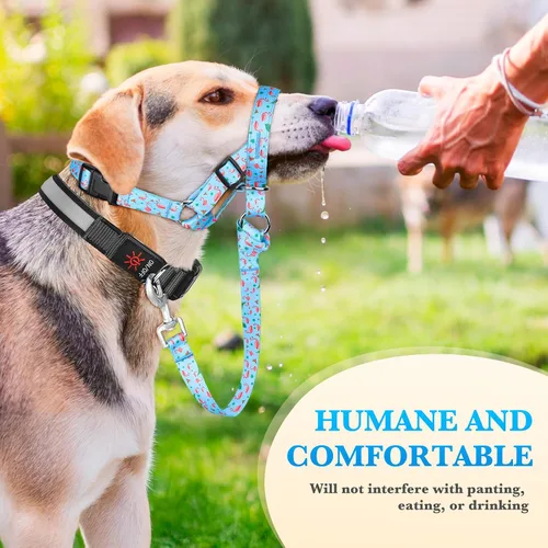 Miniatura 5 de Collar sin tirones para la cabeza de perro, cuello halter ajustable para perros agresivos, acolchado antitirones, bozal de plomo suave