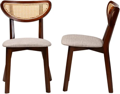 Miniatura 5 de Baxton Studio Dannell Mid-Century - Juego de sillas de comedor de 2 piezas de tela gris y madera con acabado marrón nogal Gris/marrón nogal/marrón
