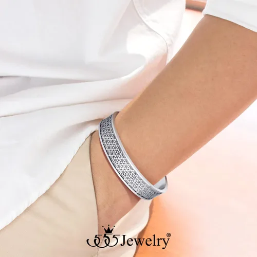 Miniatura 2 de 555Jewelry Exclusiva pulsera de acero inoxidable con diseño de estrella de David para hombre