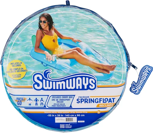 Miniatura 7 de SwimWays Spring Float - Tumbona reclinable prémium para piscina, flotadores inflables para adultos con inflado rápido para edades de 15 años