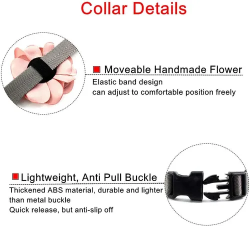 Miniatura 2 de Collar de perro y gato con flor de geranio, collar de nailon para cachorro con campana de perlas, accesorio de disfraz de Yorkie de Chihuahua