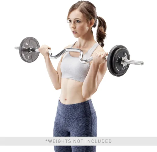 Miniatura 7 de Marcy Barra de rizo estándar de 1 pulgada con collares de bloqueo giratorio, levantamiento de pesas, entrenamiento de fuerza, accesorio de gimnasio