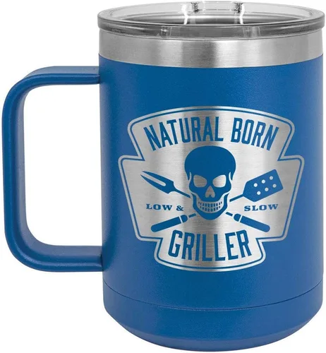 Miniatura 9 de Natural Born Griller RED 15 oz Coffee Cup w/Slide Top Lid Insulated Travel Coffee Mug BBQ & Grilling Gift Idea For Men Who Have Everything, Dad