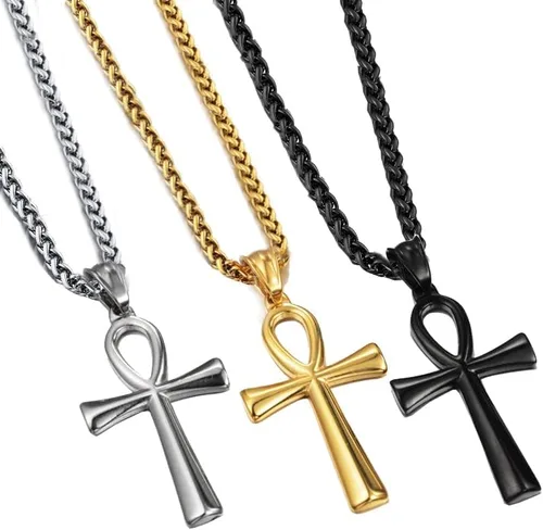 Miniatura 3 de Collar con colgante de cruz de Ankh copta egipcia antigua de acero inoxidable para niños, mujeres y hombres, en cadena Rolo de 24 pulgadas