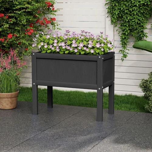 Miniatura 7 de Cama de jardín elevada con agujeros de drenaje, jardinera elevada impermeable de HDPE con patas, estable y duradera para plantar hierbas, vegetales