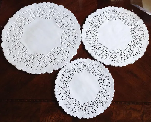 Miniatura 5 de 50 piezas de papel redondo blanco Lancaster Almohadillas de embalaje de tartas para decoración de vajilla de boda (10 pulgadas)