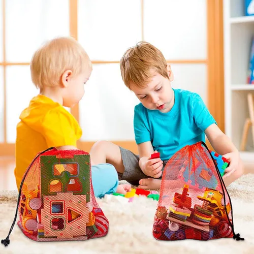 Miniatura 4 de iMucci 6 bolsas de malla de nailon con cordón, bolsa de gimnasio de 13 x 15.5 pulgadas