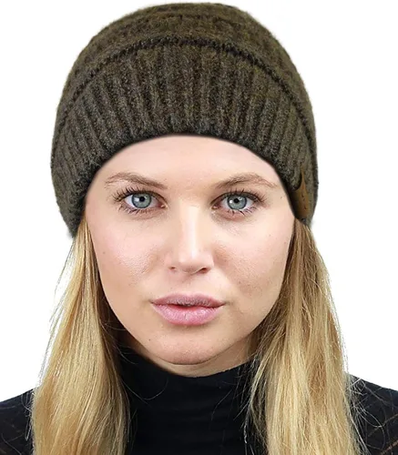 Miniatura 376 de C.C Trendy Warm Chunky Soft Stretch Cable Knit Beanie