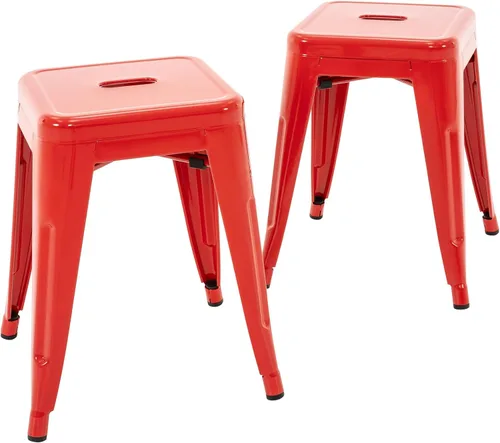 Miniatura 30 de Brage Living Juego de 4 taburetes industriales de metal de 18 pulgadas, taburetes apilables para aula, sillas de comedor de metal sin espalda