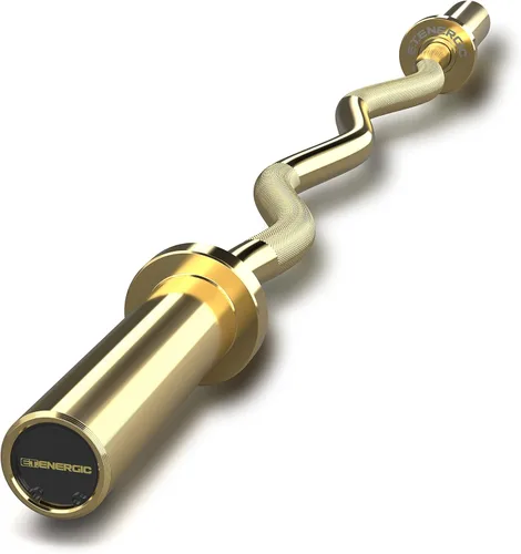 Miniatura 14 de Barra olímpica EZ Curl de 47 pulgadas, barra de acero de 500 libras de capacidad, adecuada para placas de peso de 2 pulgadas, barra de rizo de 2 Oro