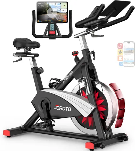 JOROTO Exercise Bike, Magnetic Stationary Bikes for Home with 40LBS Flywheel, App Supported Indoor Bike with 350LBS Weight Capacity, Low